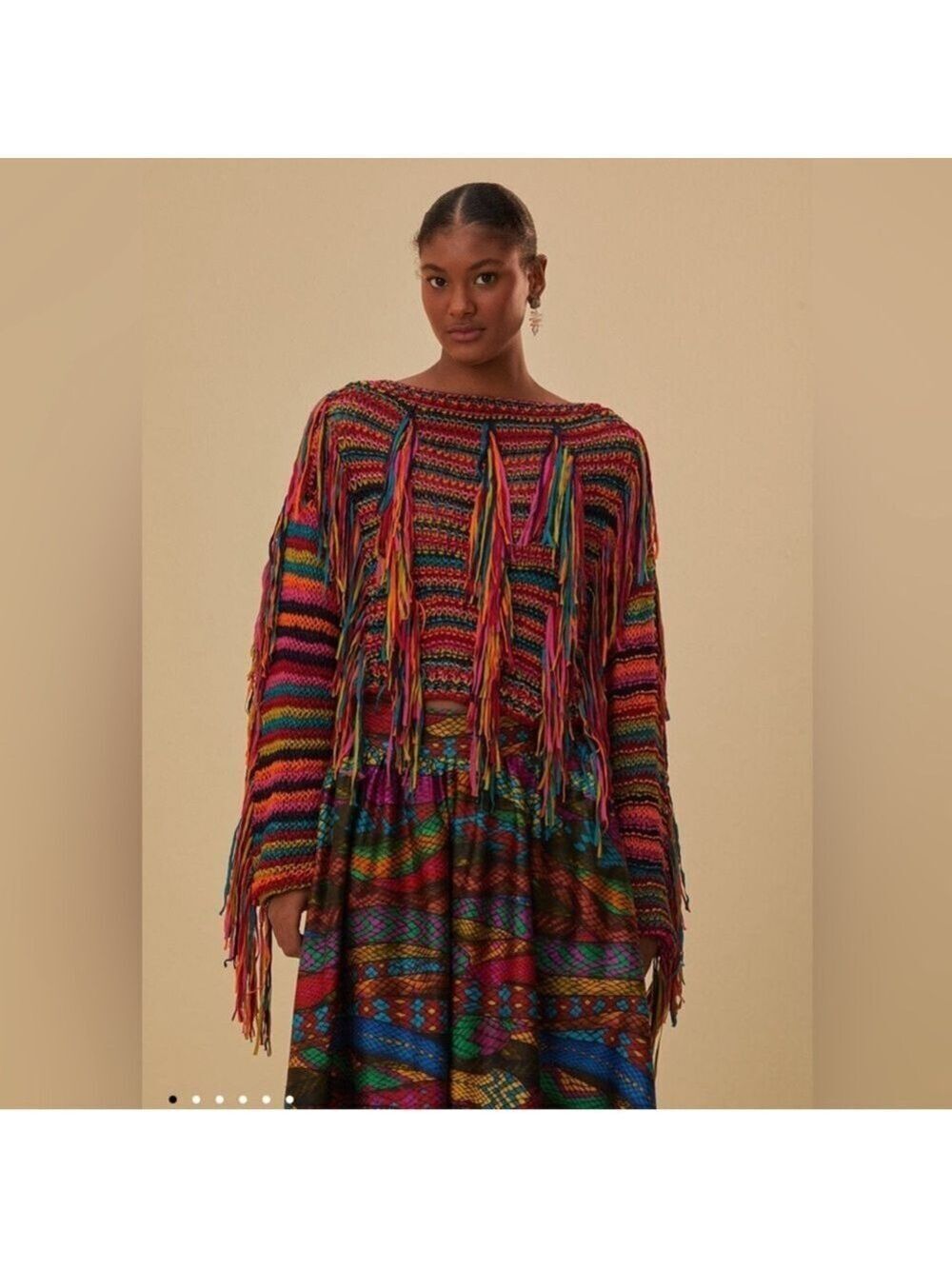 Farm Rio Colorful Stripes Knit Sweater - Picture 3 of 10